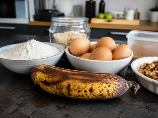 Banane et ingrédients de pâtisserie sur Maviehealthy pour cuisine saine et équilibrée