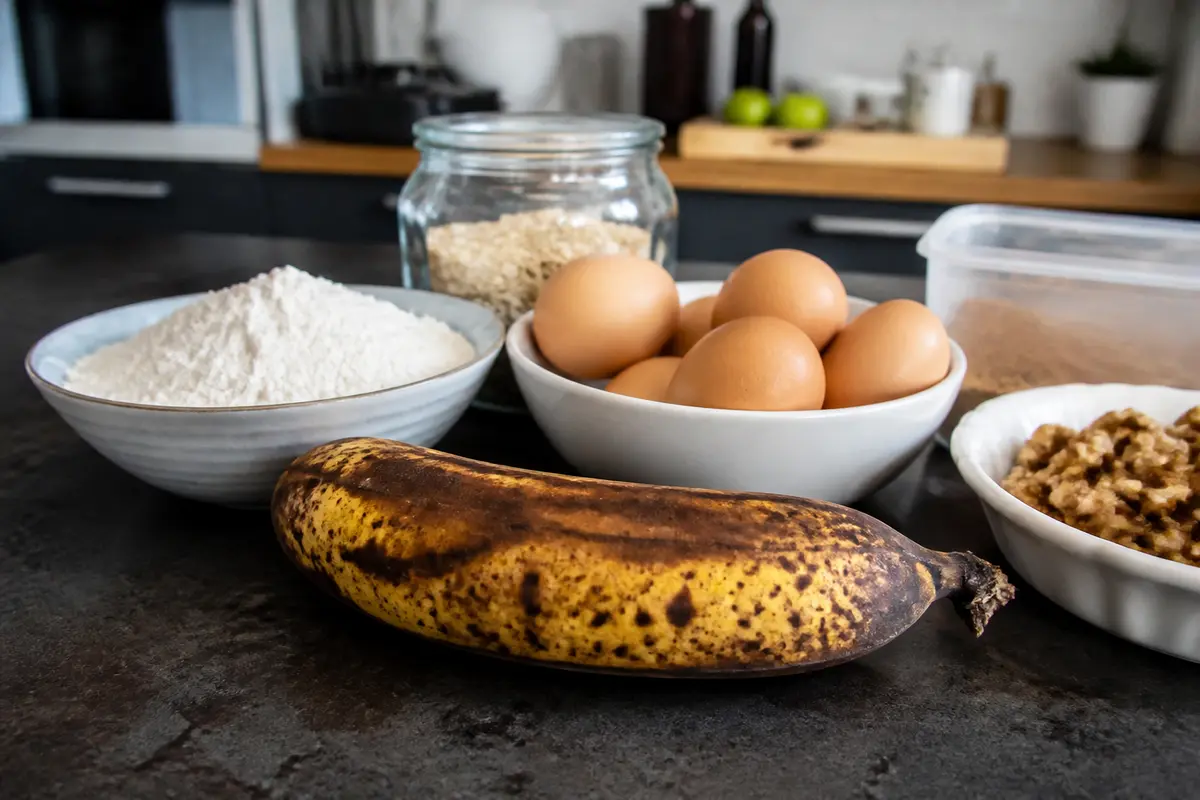 Banane et ingrédients de pâtisserie sur Maviehealthy pour cuisine saine et équilibrée